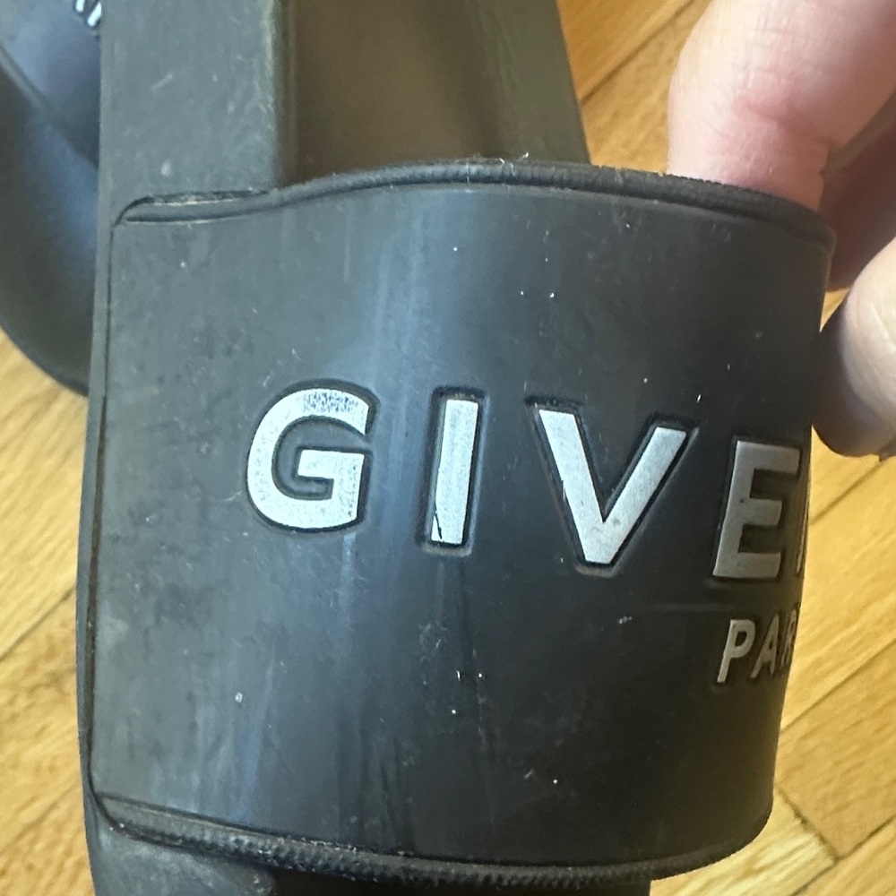 Givenchy Black Slide Sandals with White Logo - Picture 5 of 7